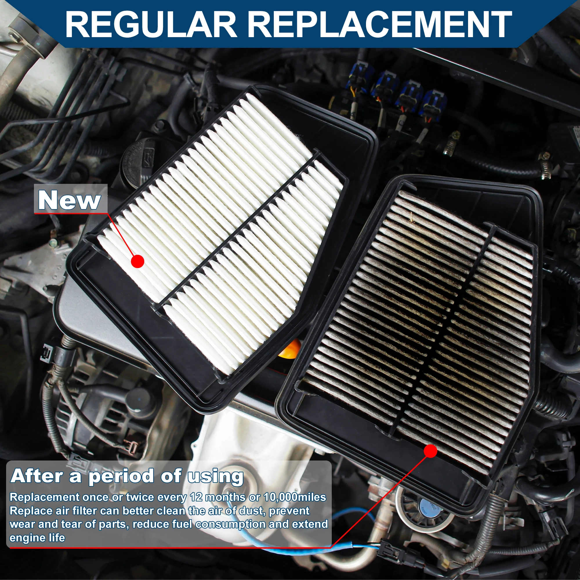 X Autohaux Car Engine Air Filter No.1780121030 for Toyota Echo 1.5L 2000-2005 Long Life Filter Element Air Cleaner 1 Pcs