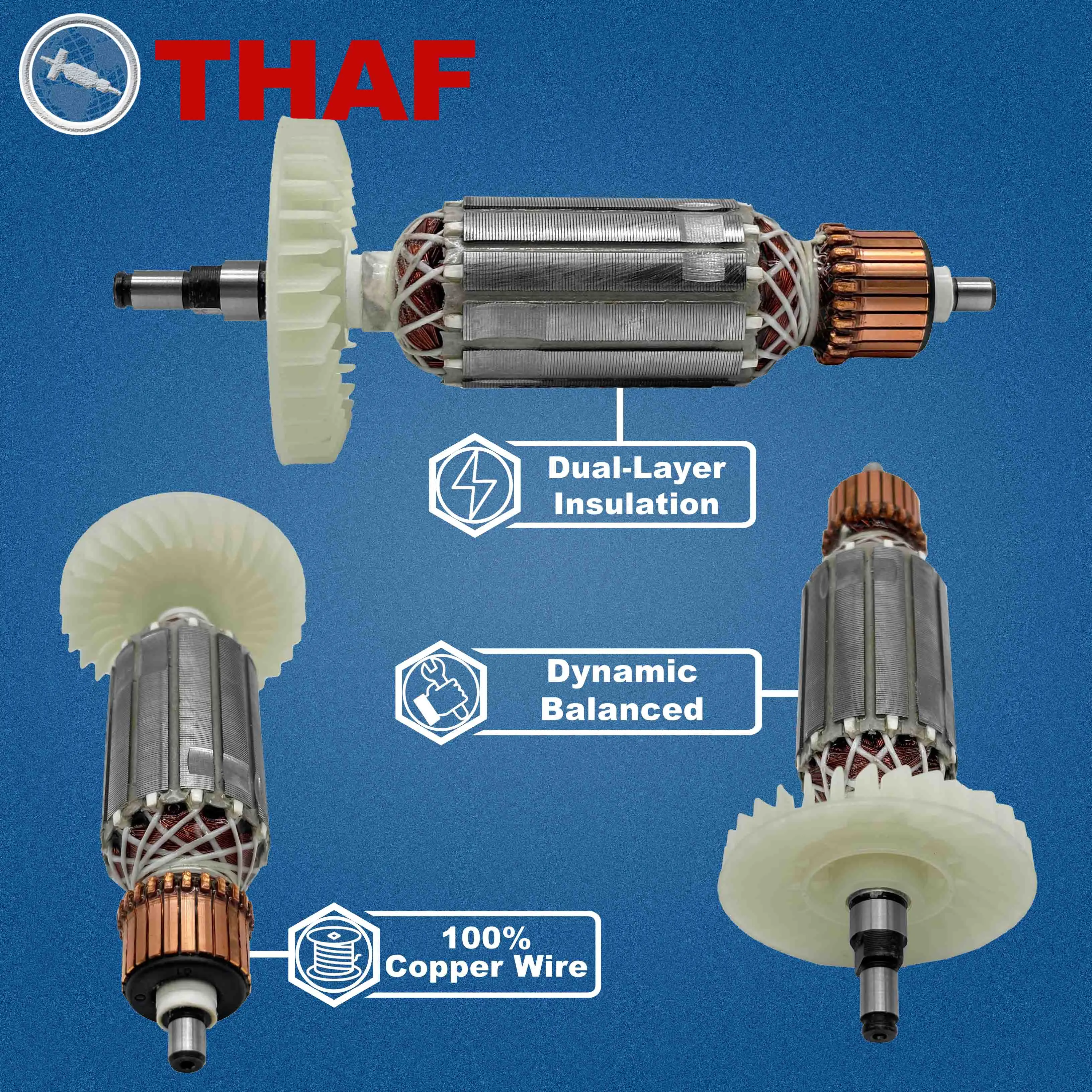 AC 220V 240V 9523 9523NB 9524NB 9525NB Armature Rotor For MAKITA Angle Grinder Spare Parts Grinder 517168-0