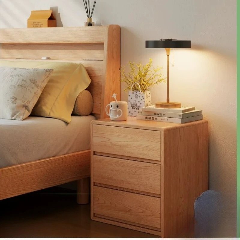 

Wooden House Kee Solid Wood Floor Bedside Table Simple Modern Bedroom Small Locker Household Bedside Storage Cabinet