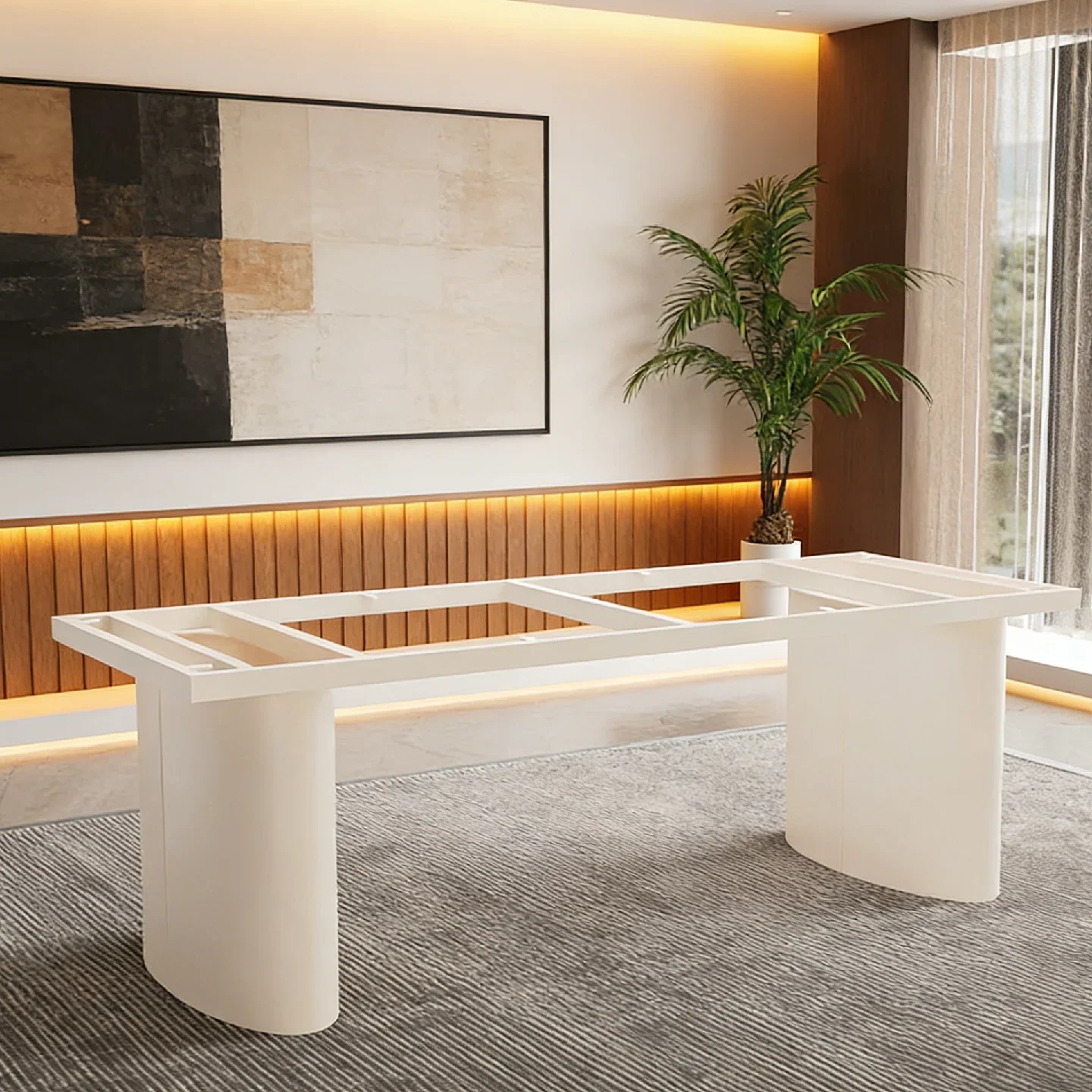 Modern simple round tube desk table leg bracket light luxury desk household dining table foot