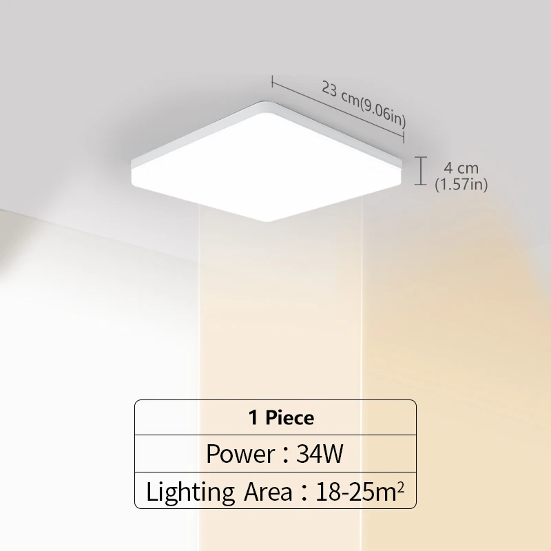 LED-Deckenleuchten, quadratisch, neutrales Licht, 16 W, 34 W, Inneneinrichtung, Heimdekoration, einfache Deckenbeleuchtung, Badezimmer, Schlafzimmer, Küche, Wohnzimmer