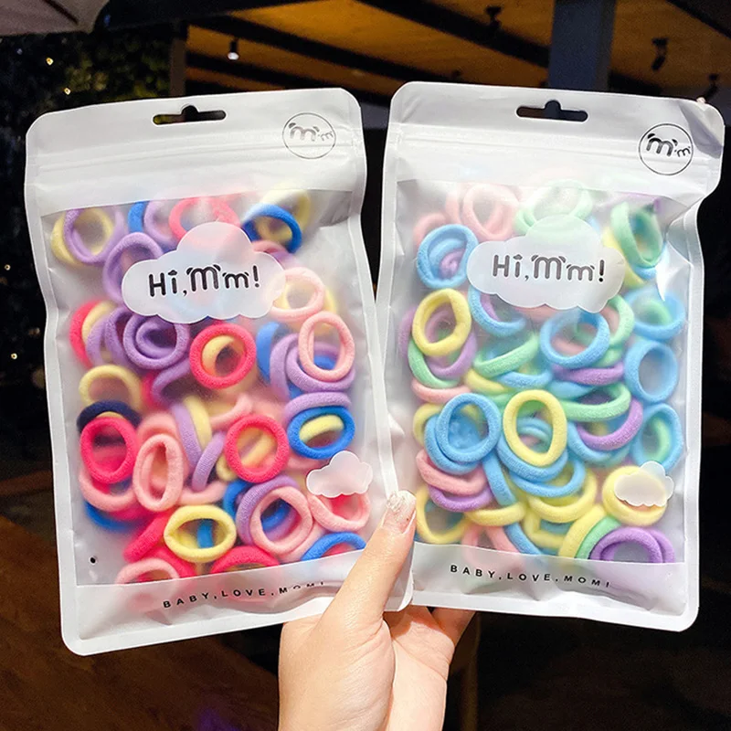 2Bag Baby Girl Elastic Hair Bands Multicolor Kids Ponytail Holder Rubber Bands Children Hair Ring Hair Accessories