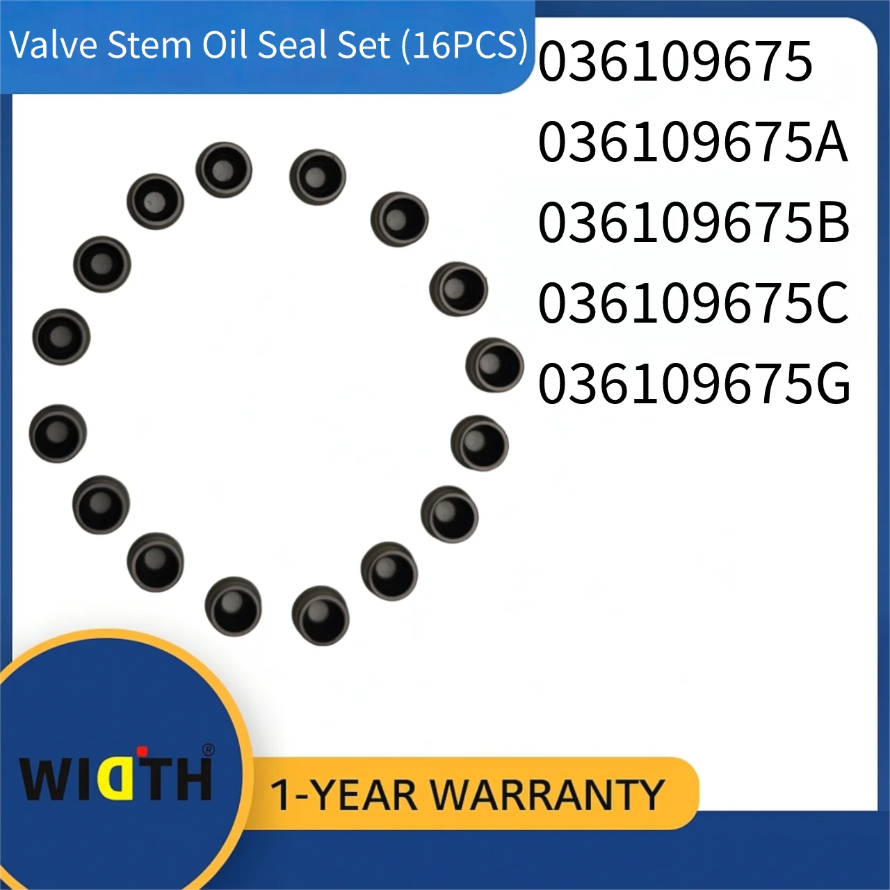 

036109675 036109675A / B / C / G Valve Stem Oil Seal Set (16PCS) for VW Audi 1.4 1.6 Engine 2001-2024 | OE Replacement