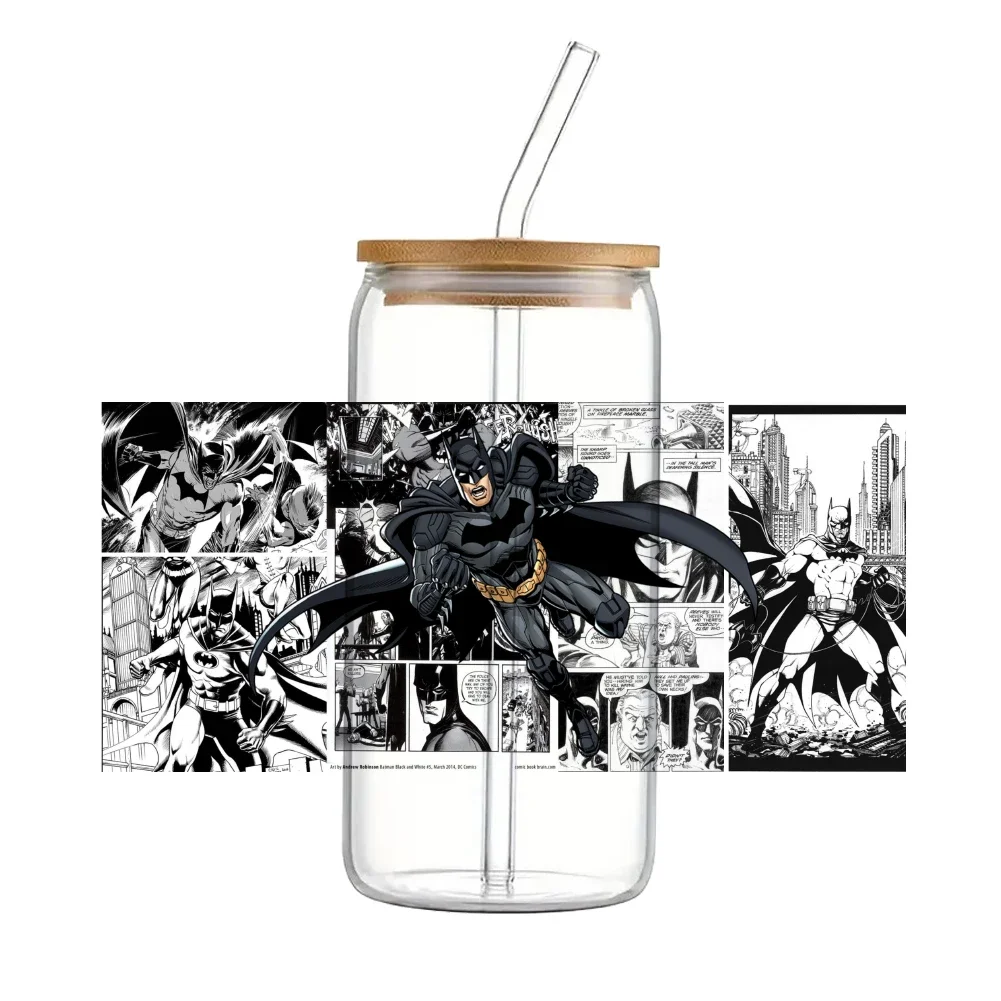 DC Batman 16oz UV DTF Cup Wrap Cartoon Libbey Glass Beer Can Tumbler Transfer Stickers Waterproof Permanent Adhesive fashion