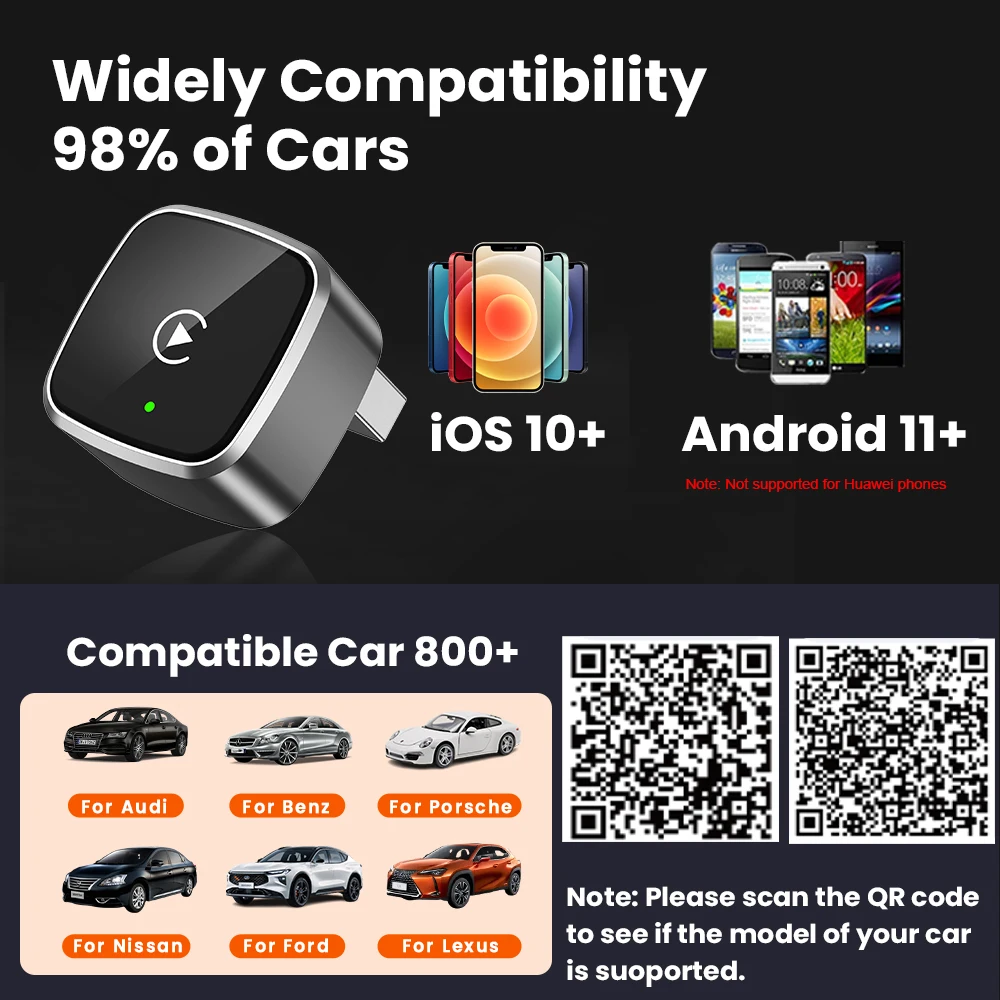 2in1 محول CarPlay اللاسلكي أندرويد السيارات AI صندوق ذكي سيارة نظام ذكي مناسبة لشركة فولكس فاجن تويوتا نيسان هوندا كيا أوبل MG #6