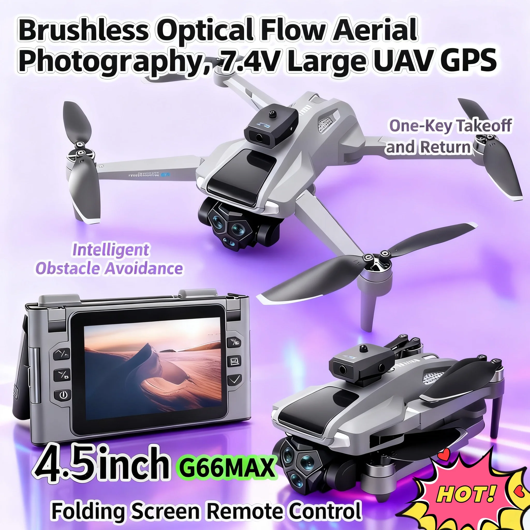 G66 جديد نظام تحديد المواقع للطي بدون طيار 4,5 "شاشة 25 دقيقة بطارية 8K كاميرا الفيلم موقف التدفق البصري الطائرات تجنب العوائق فرش