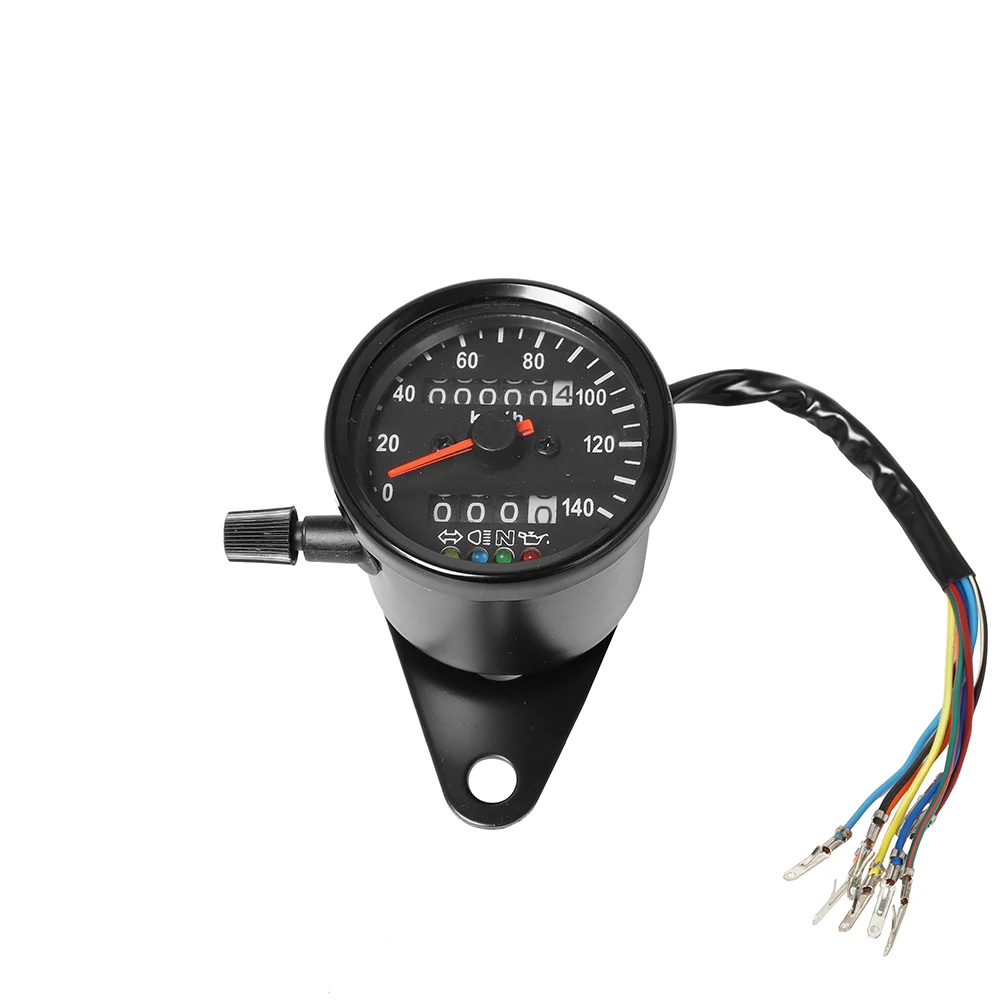 Universal Motorcycle LED Backlight Dual Odometer 0-140KM/H Speedometer Gauge Vintage Tachometer