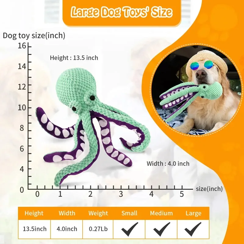 Plush Octopus Squeaky Dog Toy 5