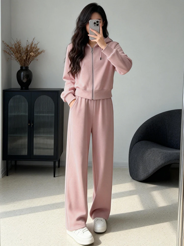 Korean Sle Commute Faion Women's Whole Set Spring New Arrival Sli Small Size Casual Sport Suit Long Sve Hoodie