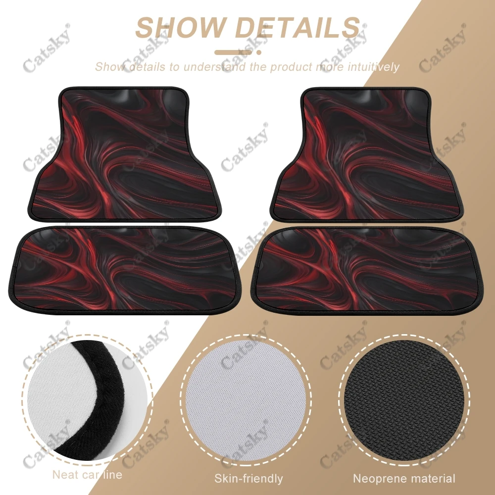 Abstract 3D Curved Shapes Car Auto Floor Mats Carpet, 4PCS Customized Cars Mat All Weather Automotive Vehicle Pad Stylish