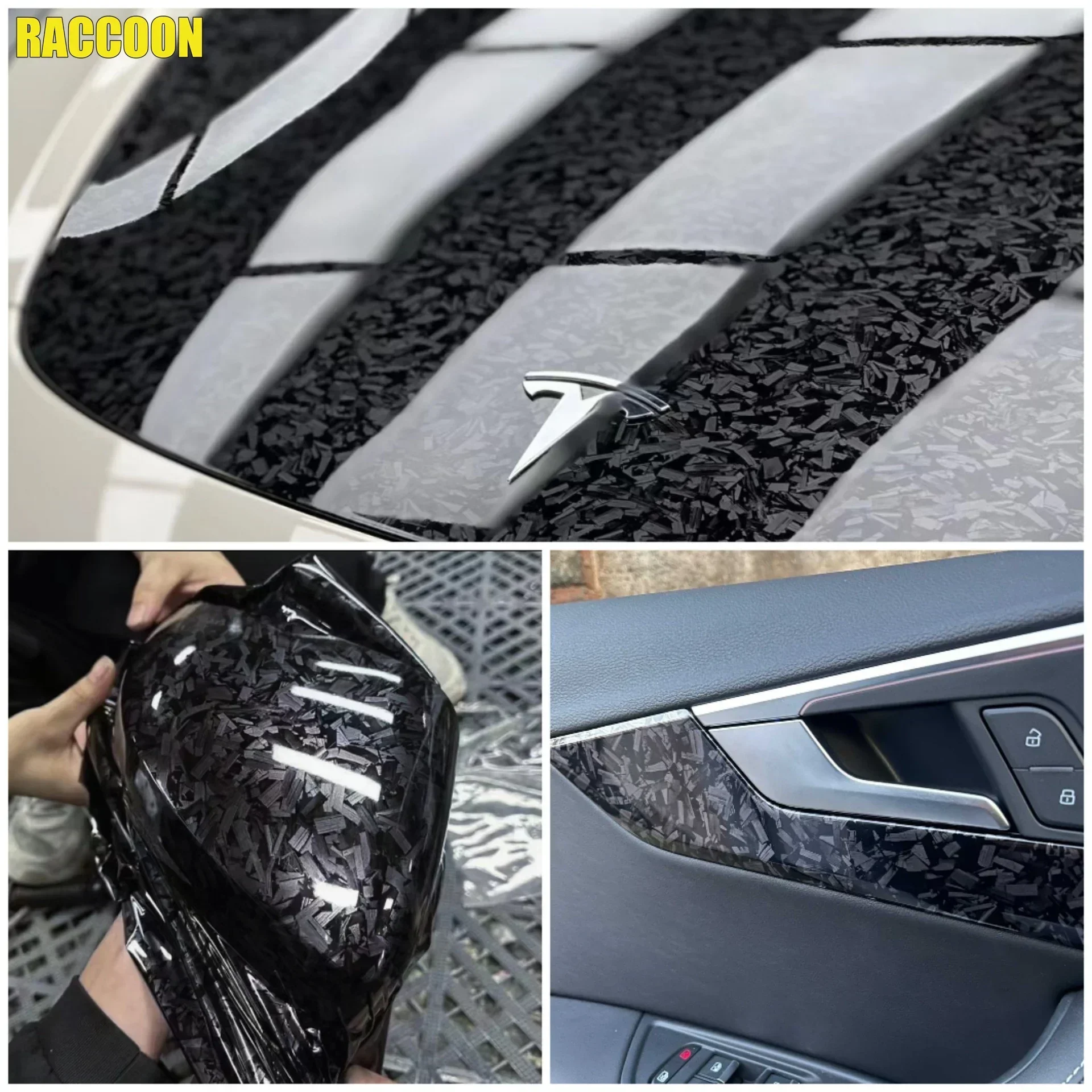 Glossy Black Forged Carbon Fiber Vinyl Wrap Film Car Styling Stickers For Motorcycle Bicycle