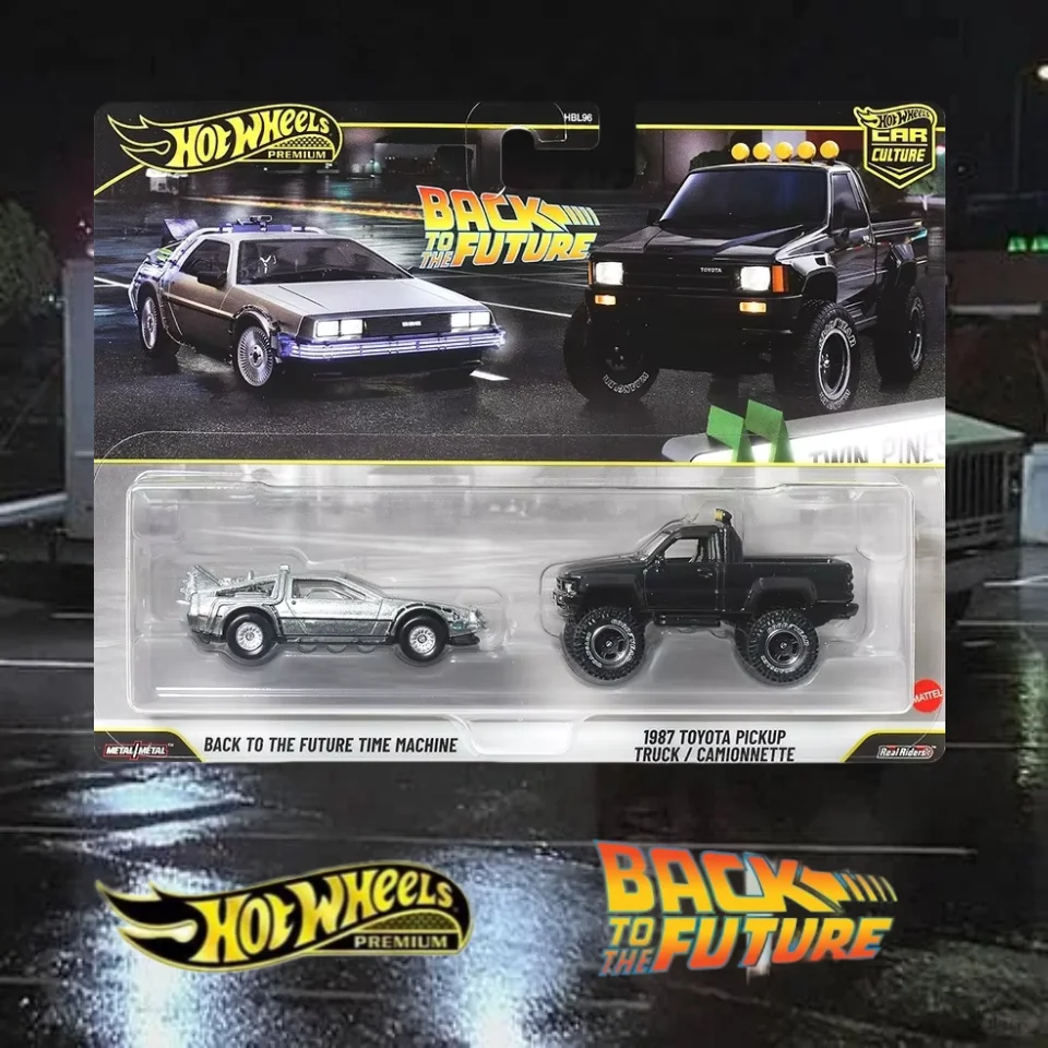 

Hot Wheels Premium Car Culture 2-Packs Back to the Future Time Machine '87 Toyota Pickup 1:64 Diecast Alloy Car Collectible Gift