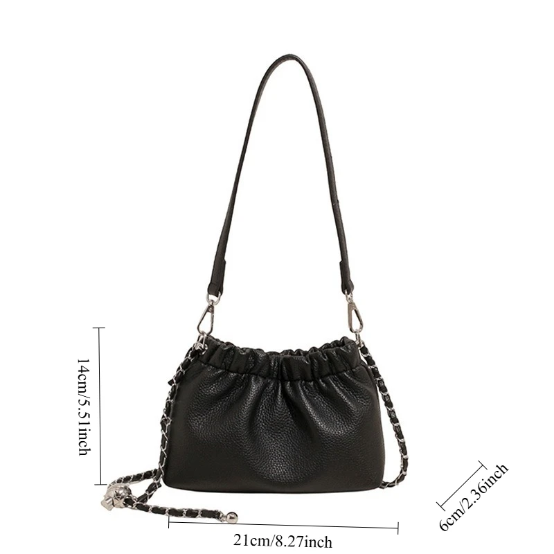 حقيبة كتف من البولي يوريثان بحزام كتف مزدوج مع إبزيم مغناطيسي بتصميم مفتوح بلون سادة وبسيط وحقيبة ساعي البريد ذات ثنيات #2