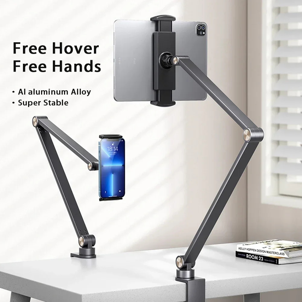 

For IPad Stand Aluminum Alloy Phone Rack Desktop Bed Support Simple Adjustable Lift Cantilever Tablet Holder Support Phone Mount