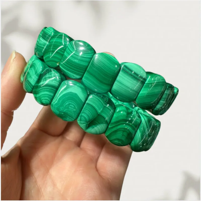 AAAAA Natural Green Malachite Geometric Elastic Bracelet For Men And Women Crystal Gemstone High Quality Fashion Jewelry