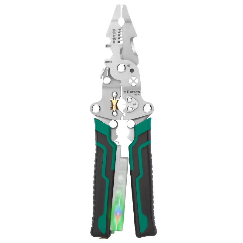 Multifunctional Foldable Wire Stripper Pulley Crimping Pliers Electrician Cable Splitter Winding Cutter Hand Tools