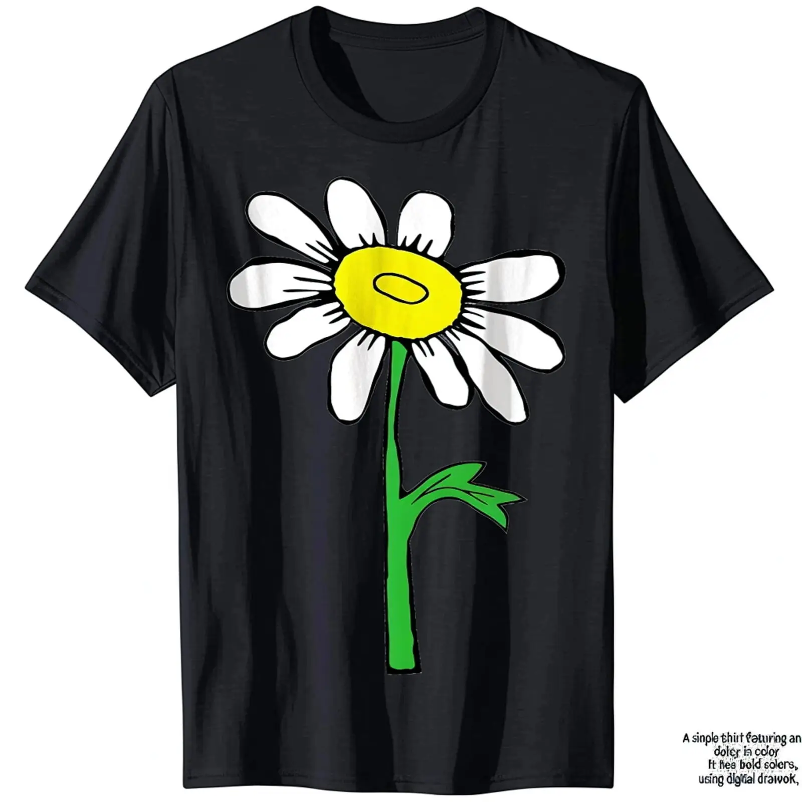 

Daisy Flower Illustration Black T Shirt