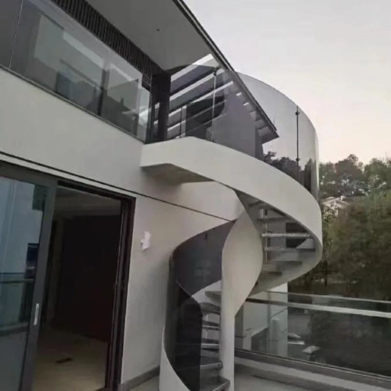 Luxury Custom Curved Steel Stair Irregular Design Dedicated For Villa Home Indoor Decoration And Residential Renovation Jobs