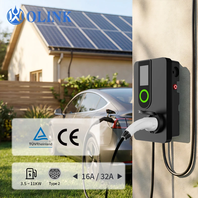 OLINK Smart AC Single Three Phase 7kw 22kw Level 2 EV Electric Vehicle Wall-Mounted Charging Stations