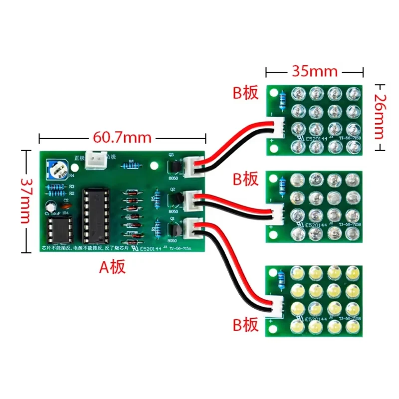 DIY مجموعة ممارسة اللحام الإلكترونية NE555 الأحمر والأبيض والأزرق فلاش LED إنذار ضوء ستروب وحدة إنتاج تصميم عدة #5