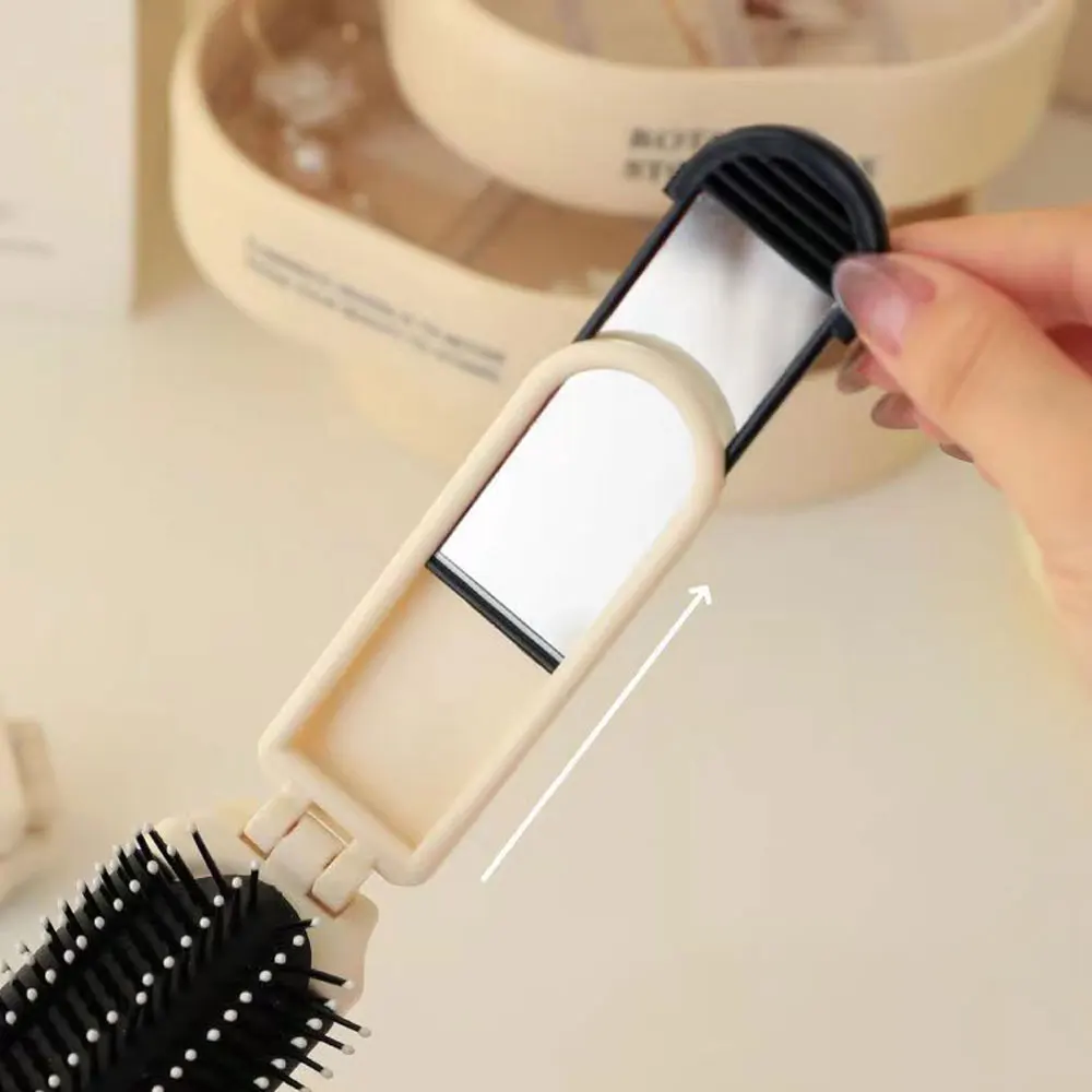 แปรงผมมินิพับหวีนวดหัวนวด Anti-Static แบบพกพาแปรงผมสาวผมหวีกระจก