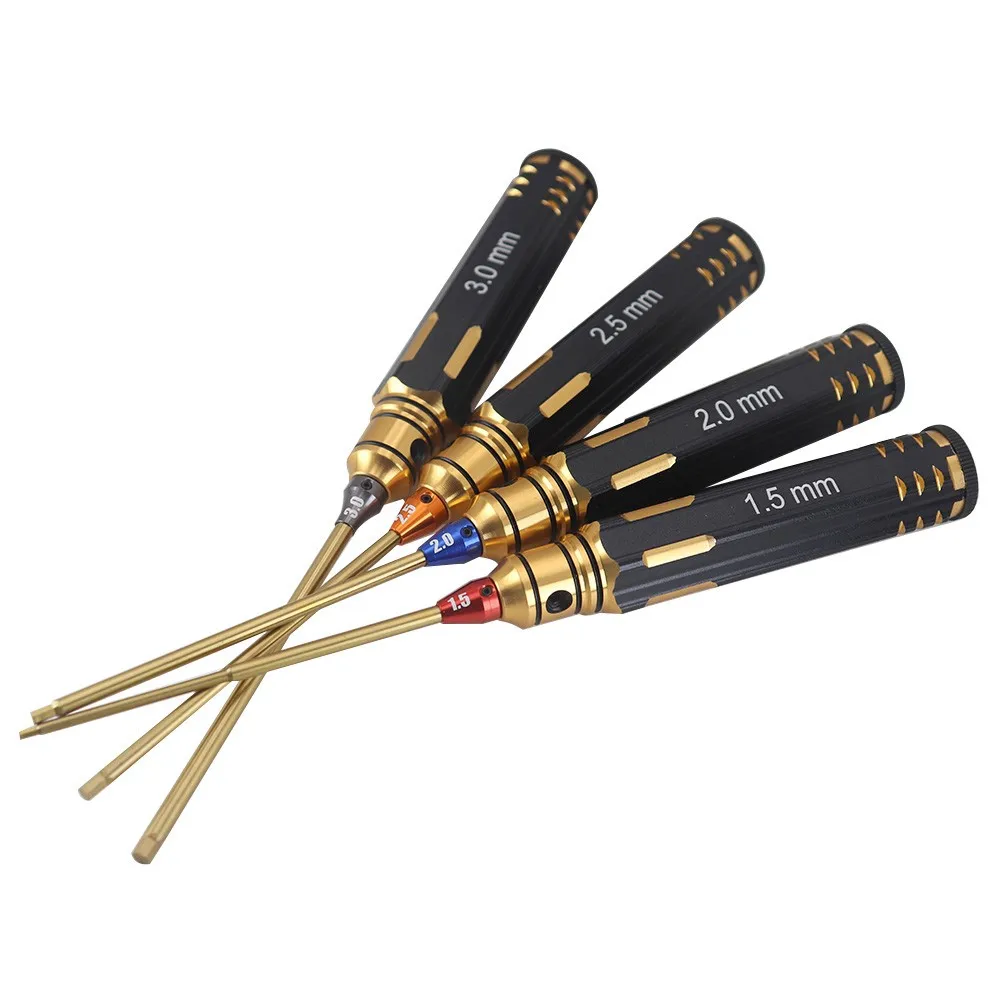 4 stks/set Voor Rc Model Auto Boot Vliegtuig Titanium Plating 1.5mm/2mm/2.5mm/3mm Hexagon Schroevendraaier Schroevendraaier Tool Markering