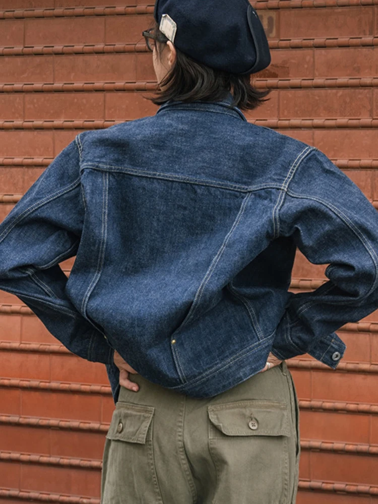 جاكيت جينز أمريكي عتيق بلون النيلي الأصلي، إصدار الحرب العالمية الثانية 0، للشباب، بأكمام طويلة، قطن 00%، مقاس قياسي