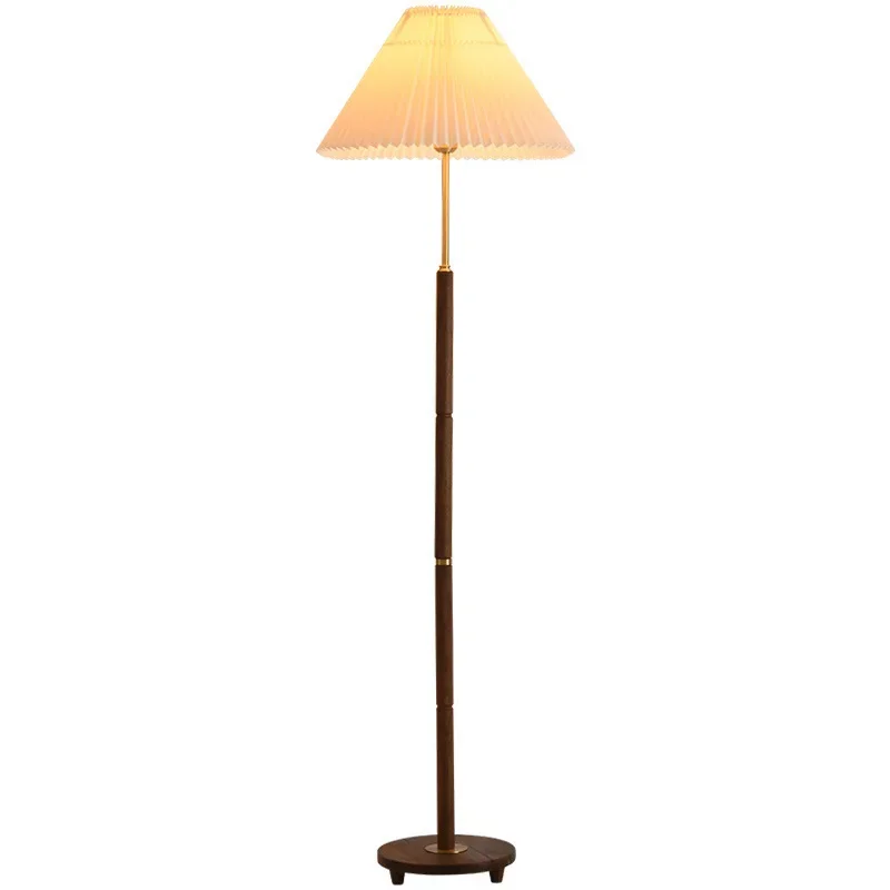 Pleated retro copper floor lamp study decorated walnut online celebrity floor lamp.