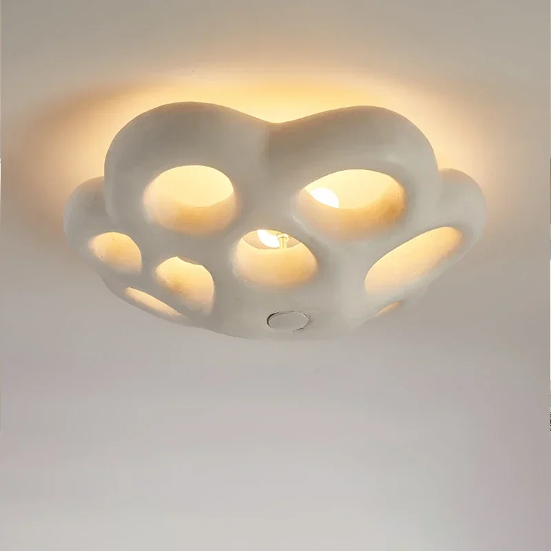 

Minimalist Master Bedroom White Flower Ceiling Light New Nordic Designer Creative LED Decor Retro Hanging Lamps