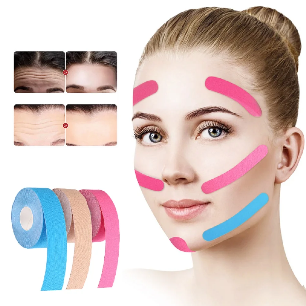 2.5CM*5M Kinesiology Tape For Face V Line Neck Eyes Lifting Wrinkle Remover Sticker Tape Facial Skin Care Tool Elastic Bandage