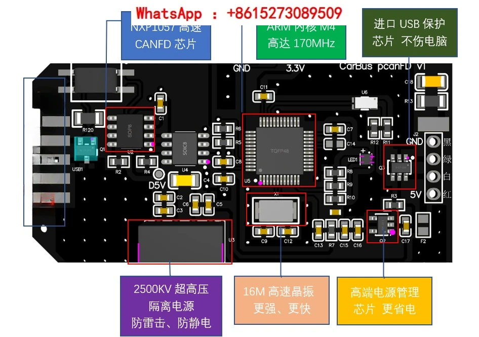 CAN FD analyzer USB to CAN FD compatible with PEAK IPEH-004022