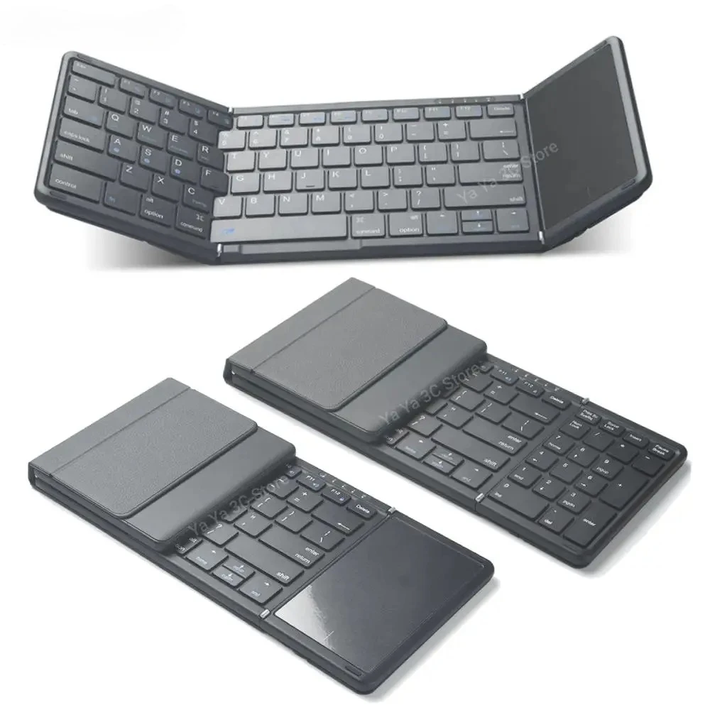 

Folding Wireless Keyboard Bluetooth Rechargeable Keyboard Foldable Keyboard with Leather Case for iOS Android Windows