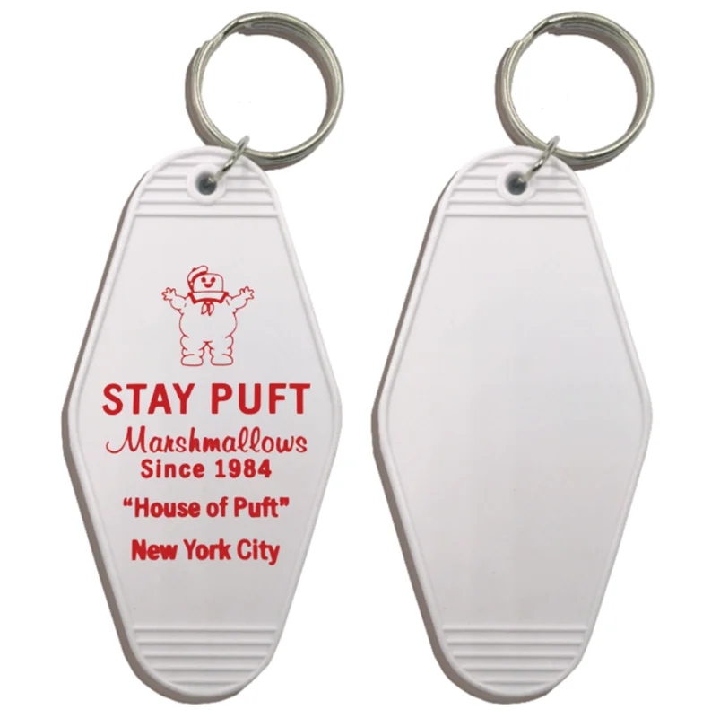 STAY PUFT Manshmallows House of Puft New York City KeyChain Keyring Tag Key Chains Hotel Office Fans Funny Accessory Put logo