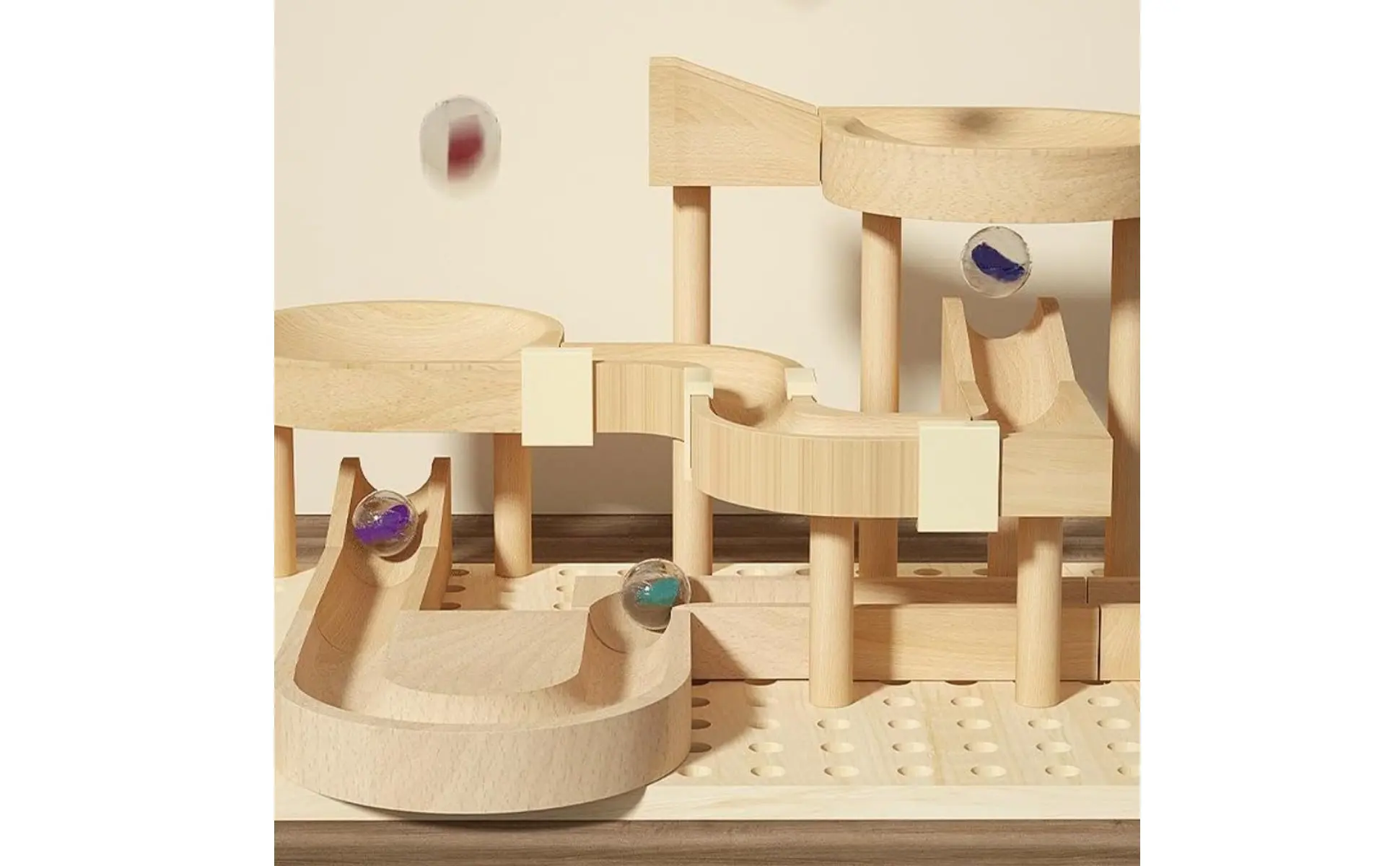 Marble Course Building Set Develops Cognitive Skills Wooden Marble Track Wooden Sphere Course Toy for Children Marble Course Building Set Develops Cognitive Skills Wooden Marble Track Wooden Sphere Course Toy for Children