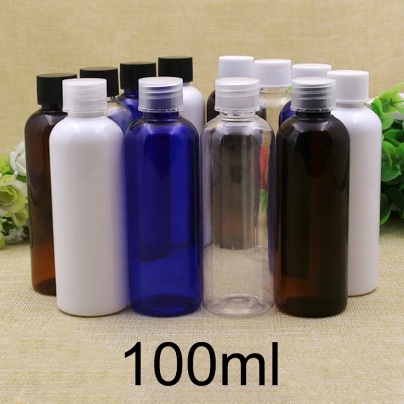 100ml Empty Plastic Travel Bottle 100g Face Toners Water Shampoo Lotion Refillable Cosmetic Container Blue Brown White