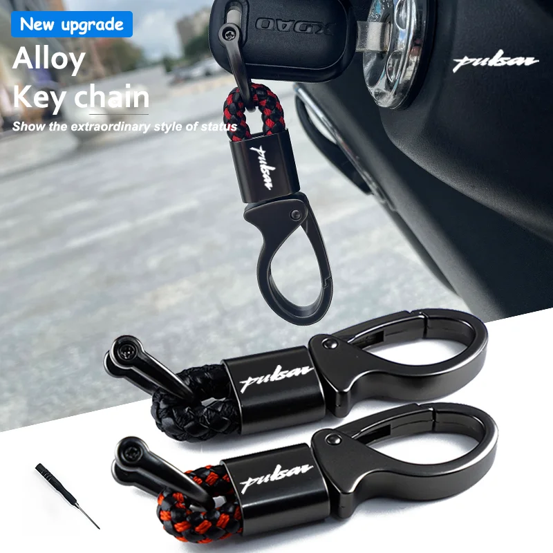 Für Bajaj Pulsar 200 ns/200 rs/als 200rs 200ns 200as Zubehör benutzer definiertes Logo Motorrad geflochtenes Seil Schlüssel ring Metall Schlüssel bund