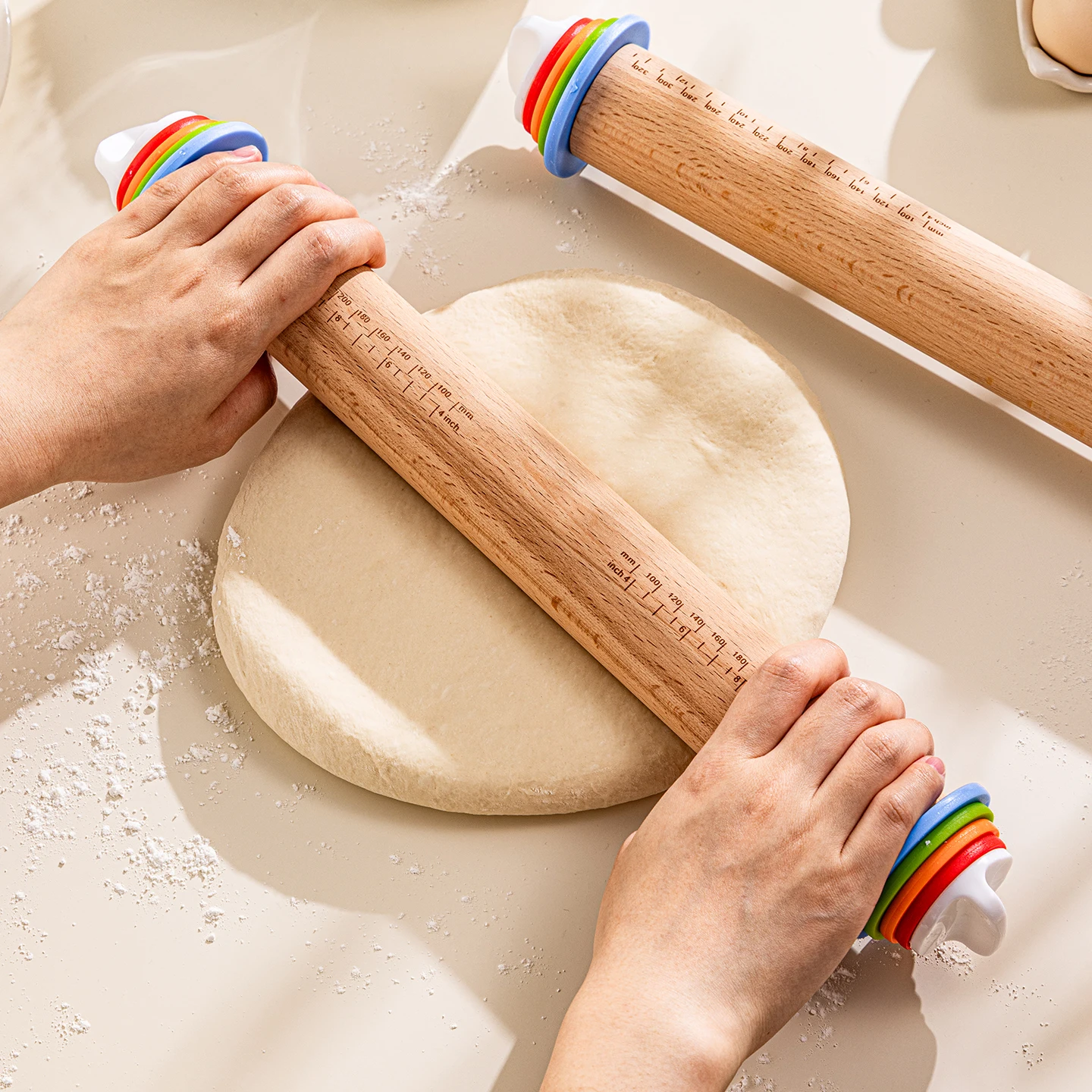 Rolling pin Household adjustable thickness Food grade rolling pin Special belt scale for baking dumpling skin biscuits