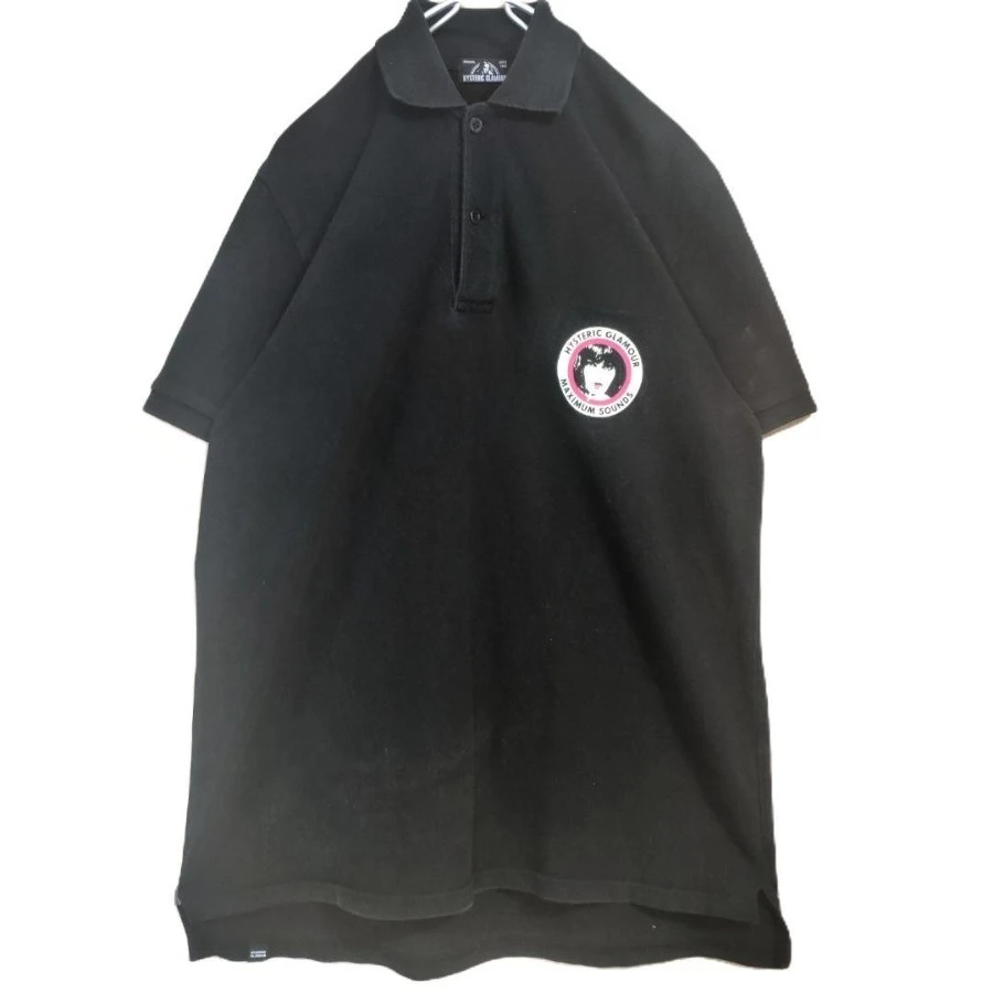 Hysteric Glamour “HYS GIRL” Multicolor Print Polo Shirt Black Oversized Summer New Women's Vintage Breathable Tee Streetwear