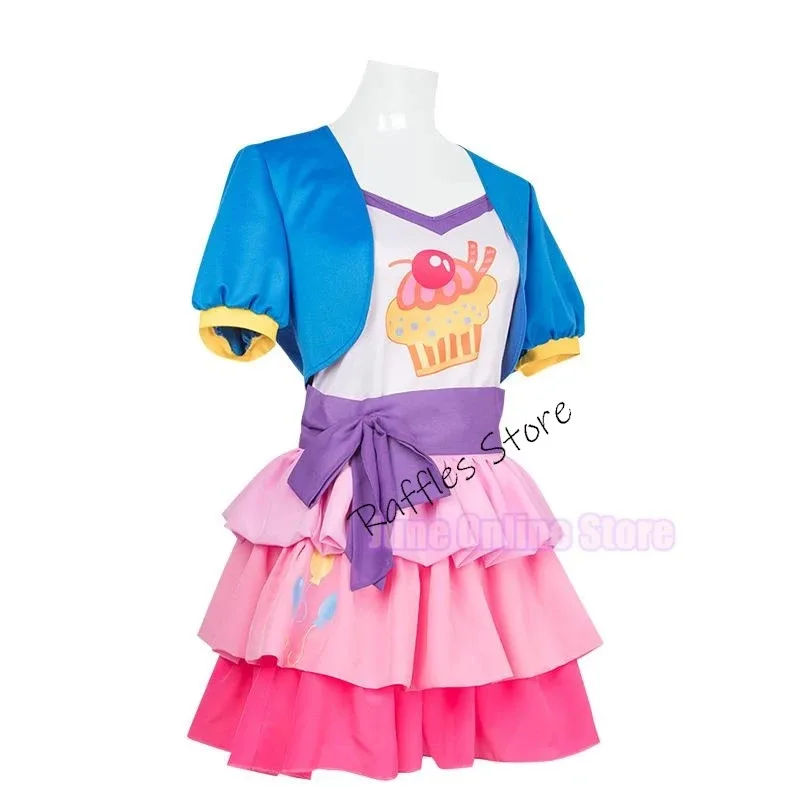 Disfraz de Cosplay humano My Girls Women Little Pony Pinkie Pie, disfraz de Carnaval de Halloween rosa para mujer, talla personalizada para niños