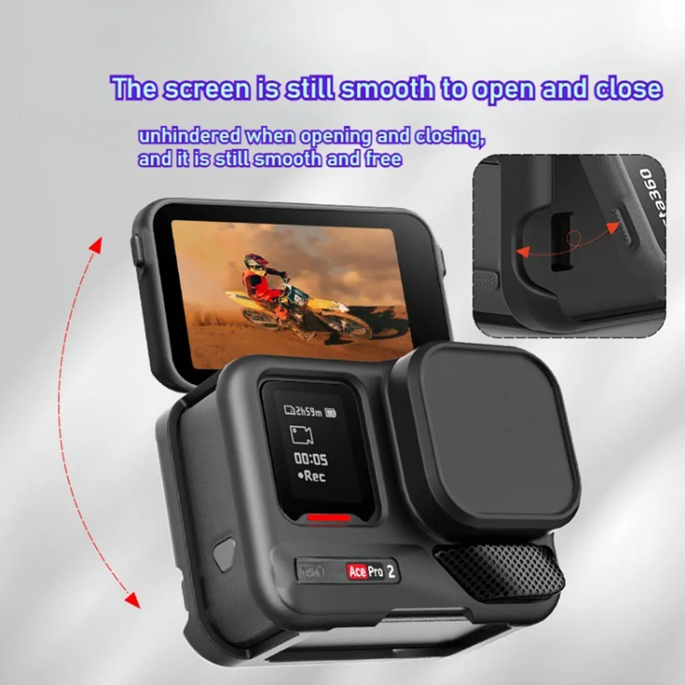 For Insta360 Ace Pro 2 Silicone Protective Case Cover Body Silicone Case Sleeve Lens Cap for Insta360 Ace Pro2 Action Accessory
