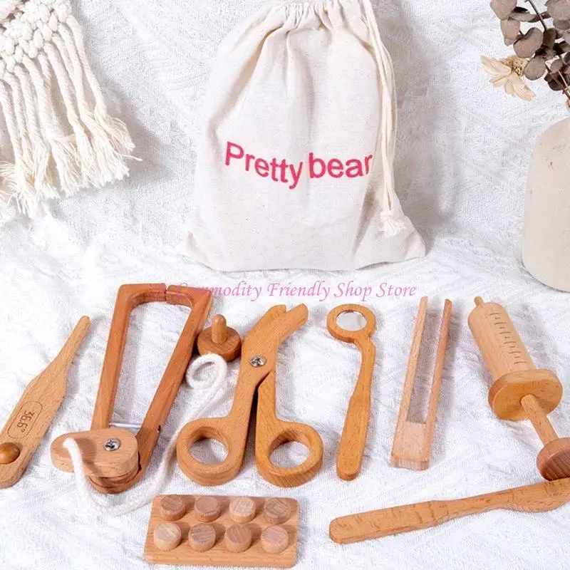 85AE Caja herramientas juguete simulación para niños/bolsa maquillaje médico juguete rompecabezas regalo