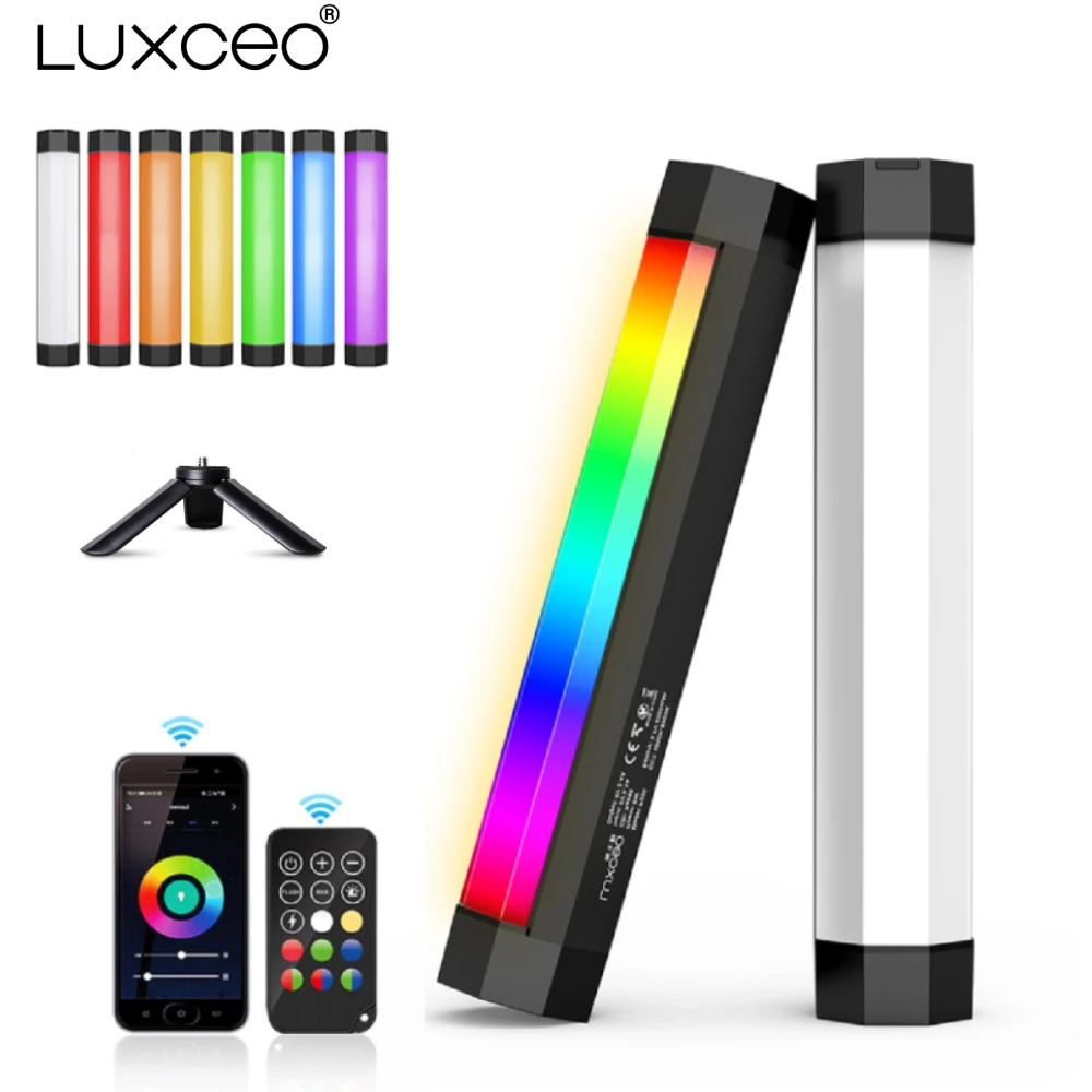 LUXCEO P200 Photo Led Video Light rgb Tube Lamp Photography Lighting CRI 95+ IP67 4,000mAh Portable with tripod