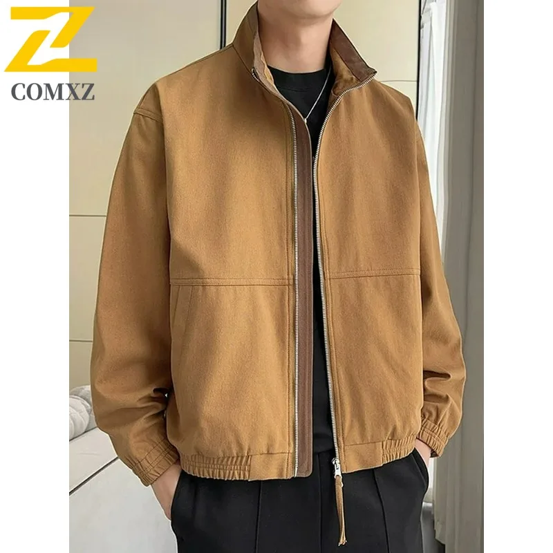 

COMXZ Премиум уличная высококачественная мужская куртка с воротником-стойкой, прочные куртки на молнии для кемпинга, легкая осенняя одежда для путешествий