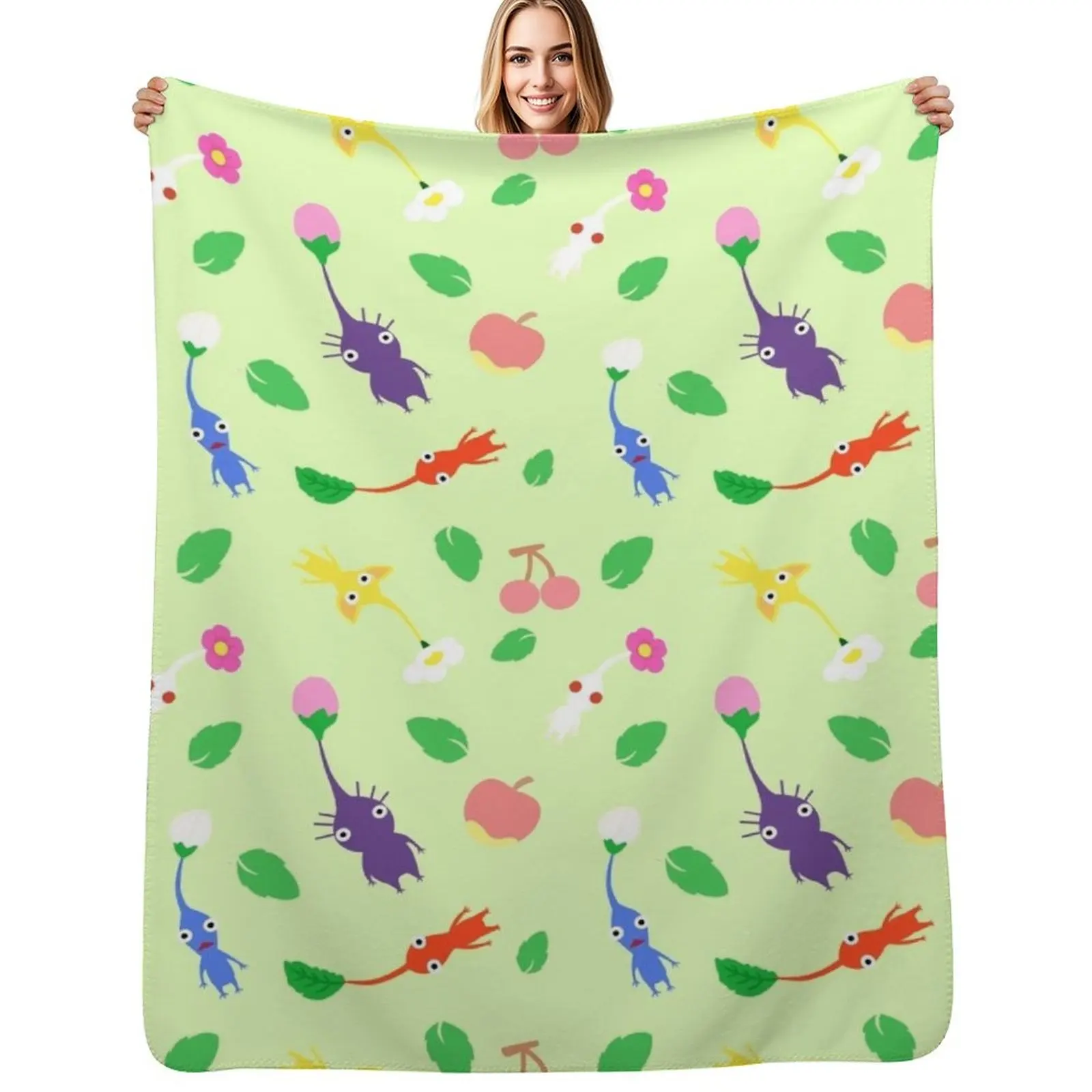 

cute pikmin pattern Throw Blanket Warm Accent Blanket for Living Room Decoration