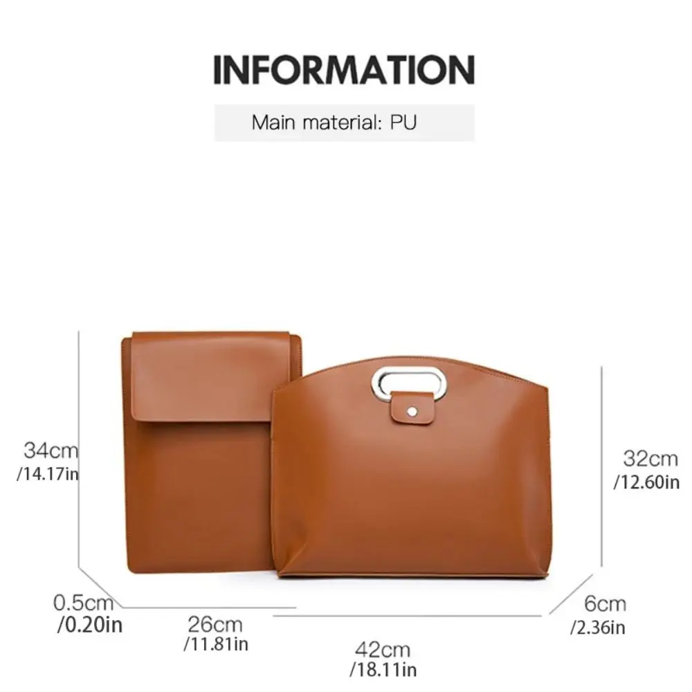 Elegante borsa tote per documenti da ufficio in PU Borsa per computer in tinta unita di grande capacità Borsa per laptop Valigette per ragazze