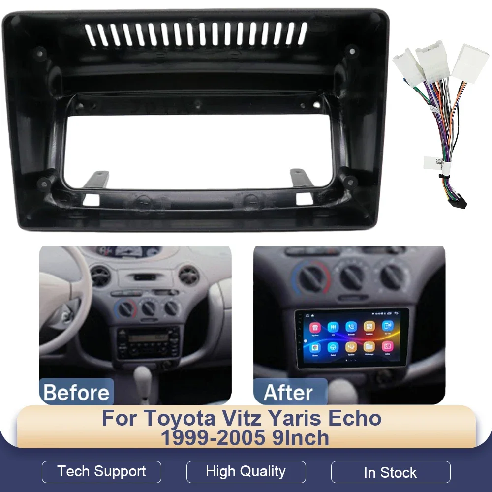 

9 Inch Car Radio Fascia Frame For Toyota Vitz Yaris Echo 1999-2005 Adapter Android Radio Dash Fitting Panel Kit