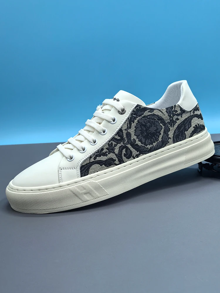 

Мужские повседневные туфли-слипоны из кожи с вышивкой, весна 2026, модные, универсальные, на плоской подошве, с круглым носком, резиновая подошва