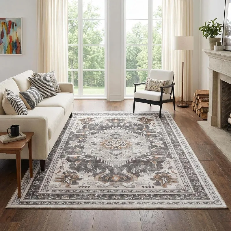 Framed Retro Pattern Carpet Advanced Bedroom Area Rug Gentle To The Touch Non-slip Machine Washable Sofa Side Mat Tapis Ковер 러그