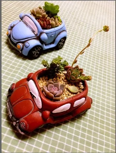 Creative Cartoon Car Succulent Flower Pot, Retro Pot, Desktop Decoration Pieces, Home Room Decoration, Ins Simple