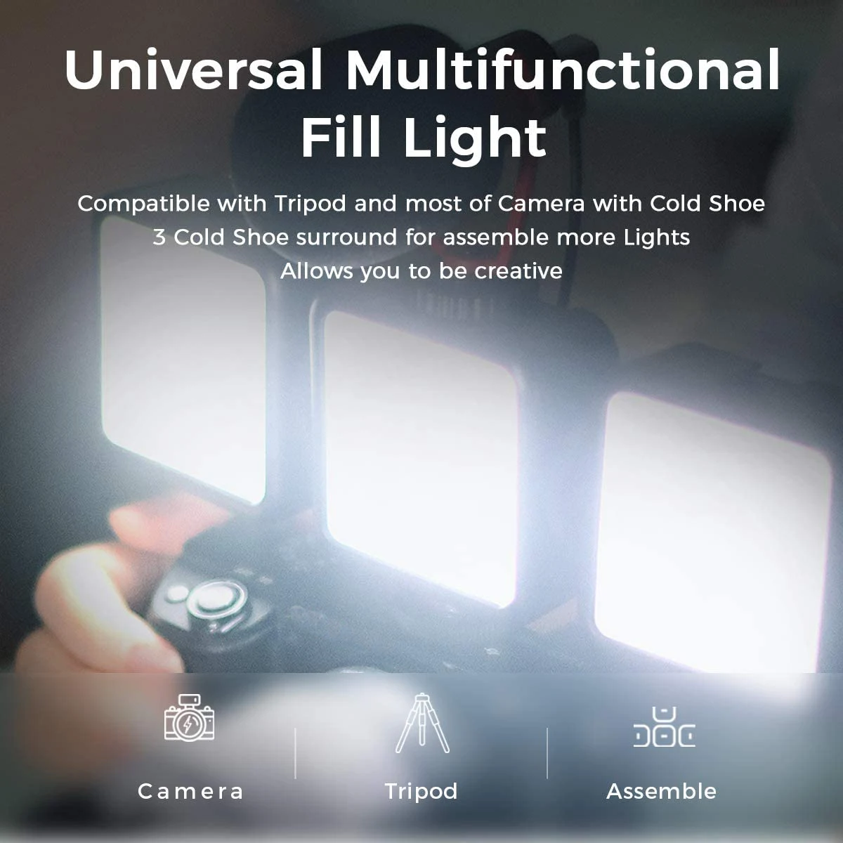 LED Video Light Portable Photography On-Camera 3000K-6000K Bi-Color lighting Cold Shoe for DSLR Camera Camcorder Gopro Vlog